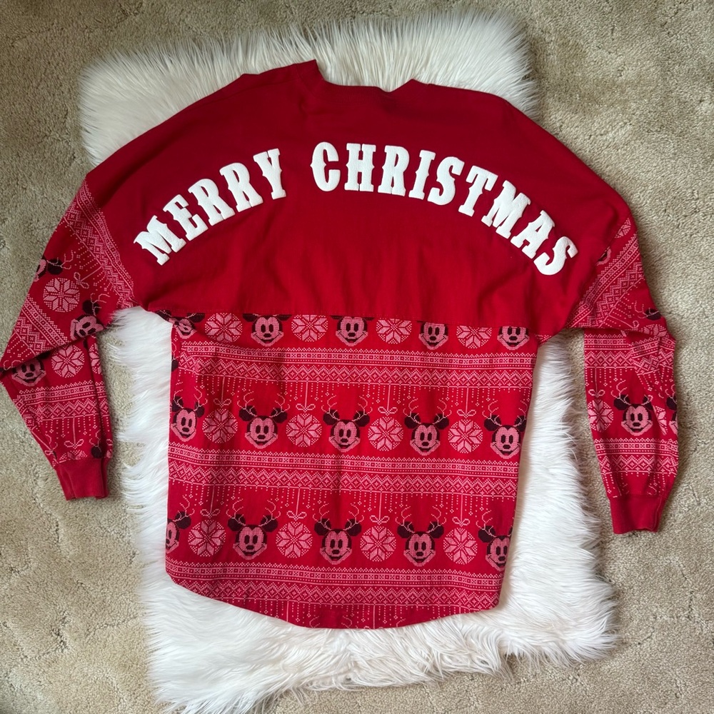 🎄Mickey Mouse Merry Christmas Disney Spirit Jersey Red Oversized Fit size: M